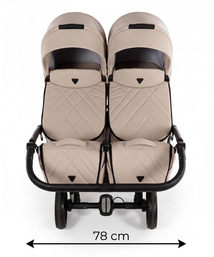 78 cm szerokości – wózek bliźniaczy Junama Duo V3 zmieści się w większości drzwi i wąskich przejść.